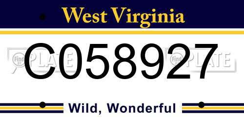 C058927 West Virginia License Plate