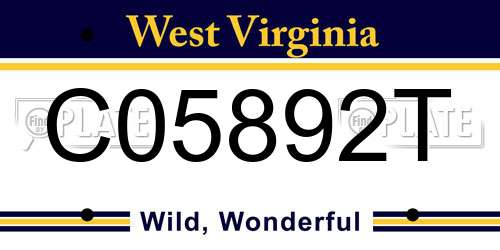 C05892T West Virginia License Plate