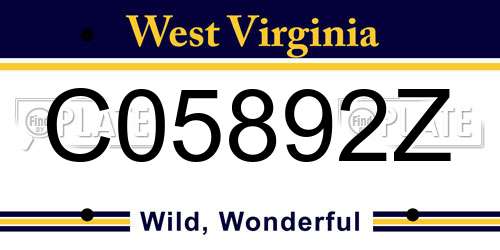 C05892Z West Virginia License Plate
