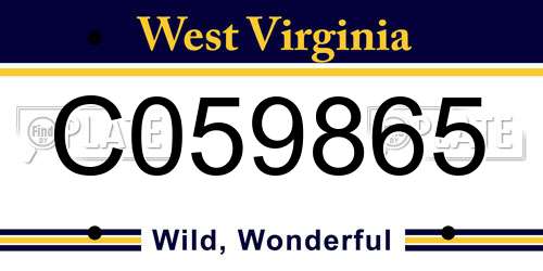 C059865 West Virginia License Plate