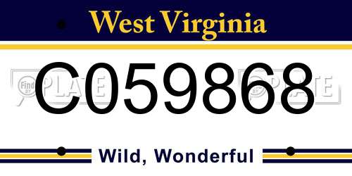 C059868 West Virginia License Plate