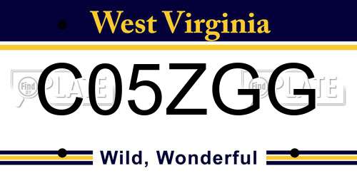 C05ZGG West Virginia License Plate