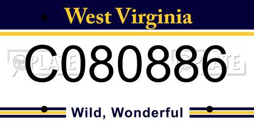 C080886 West Virginia License Plate