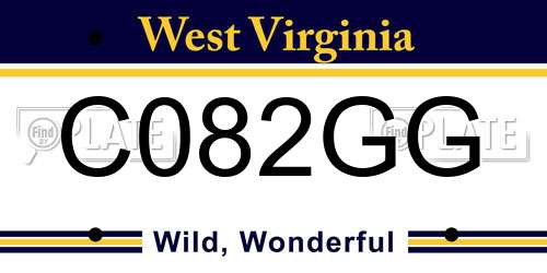 C082GG West Virginia License Plate