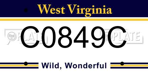C0849C West Virginia License Plate