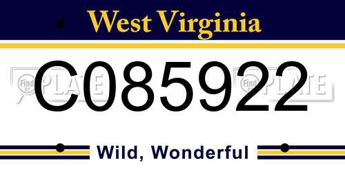 C085922 West Virginia License Plate