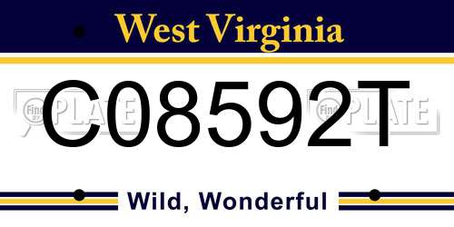 C08592T West Virginia License Plate