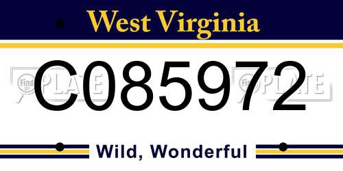 C085972 West Virginia License Plate