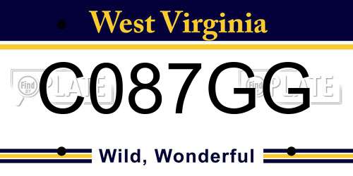 C087GG West Virginia License Plate