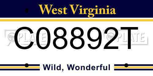 C08892T West Virginia License Plate