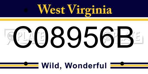 C08956B West Virginia License Plate