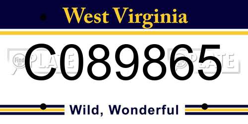 C089865 West Virginia License Plate
