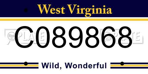 C089868 West Virginia License Plate