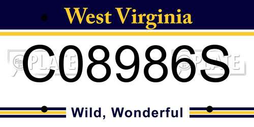 C08986S West Virginia License Plate