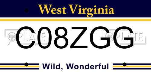 C08ZGG West Virginia License Plate