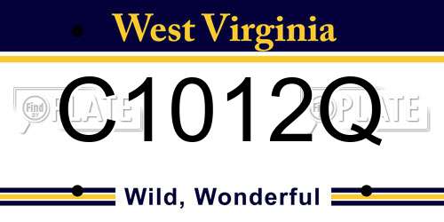 C1012Q West Virginia License Plate
