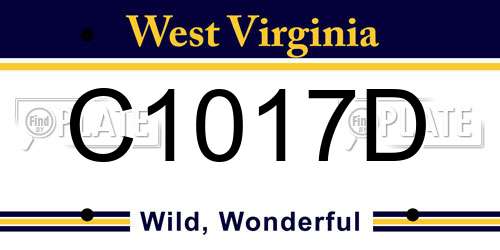 C1017D West Virginia License Plate