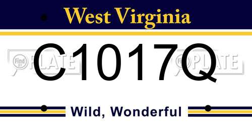 C1017Q West Virginia License Plate