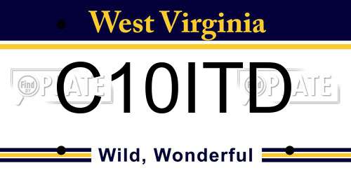 C10ITD West Virginia License Plate