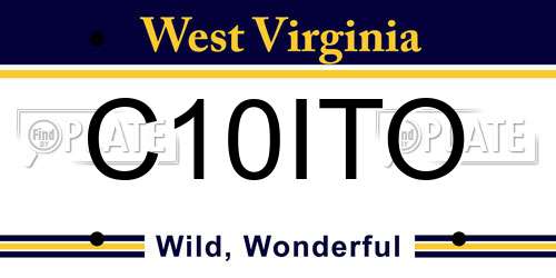 C10ITO West Virginia License Plate