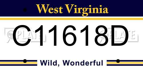 C11618D West Virginia License Plate