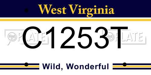 C1253T West Virginia License Plate