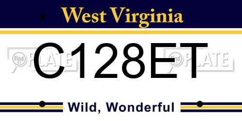 C128ET West Virginia License Plate