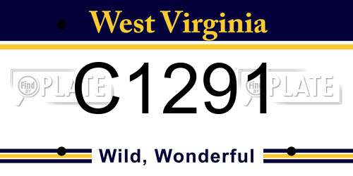 C1291 West Virginia License Plate