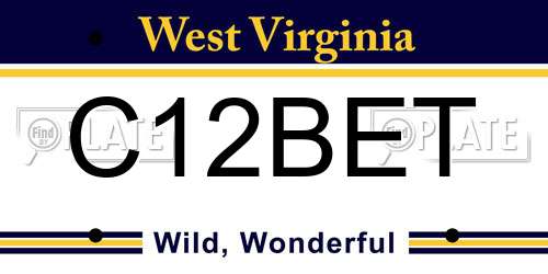 C12BET West Virginia License Plate