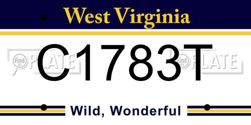 C1783T West Virginia License Plate
