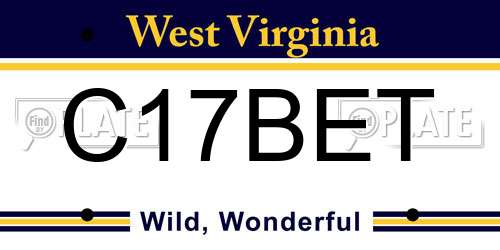 C17BET West Virginia License Plate