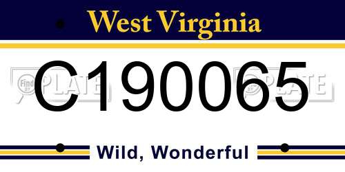 C190065 West Virginia License Plate