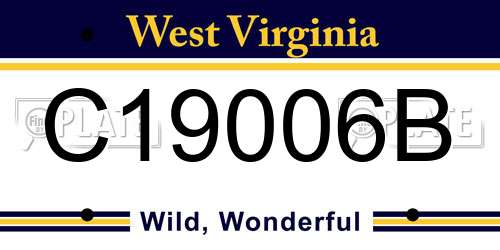 C19006B West Virginia License Plate