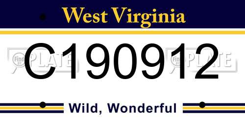 C190912 West Virginia License Plate