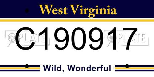 C190917 West Virginia License Plate