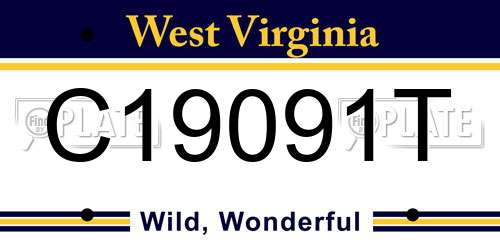 C19091T West Virginia License Plate