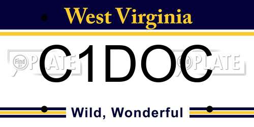 C1DOC West Virginia License Plate