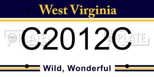 C2012C West Virginia License Plate