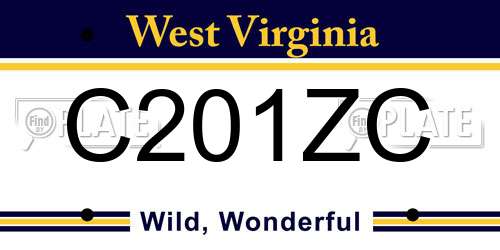 C201ZC West Virginia License Plate