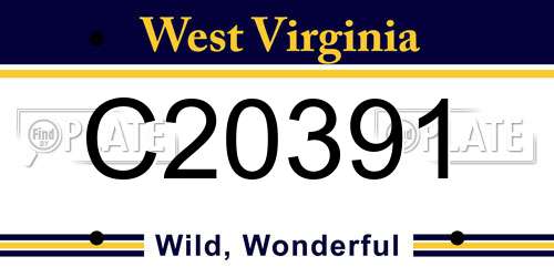 C20391 West Virginia License Plate