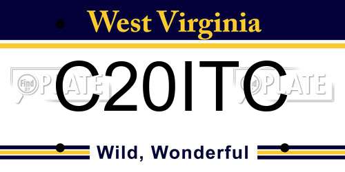 C20ITC West Virginia License Plate