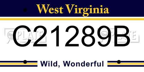C21289B West Virginia License Plate