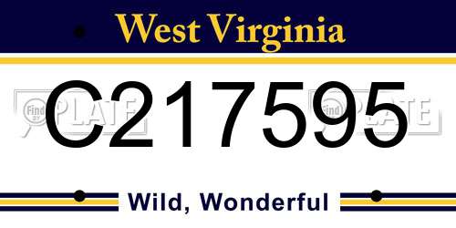 C217595 West Virginia License Plate
