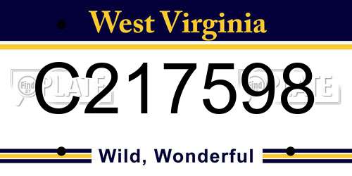 C217598 West Virginia License Plate
