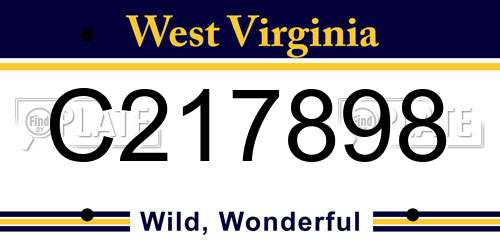 C217898 West Virginia License Plate