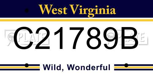 C21789B West Virginia License Plate