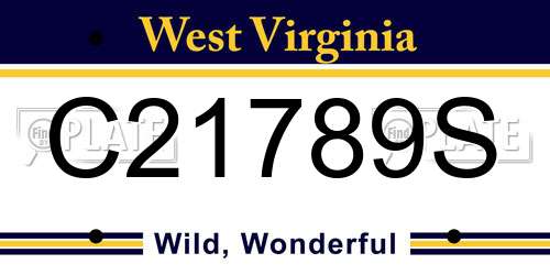 C21789S West Virginia License Plate