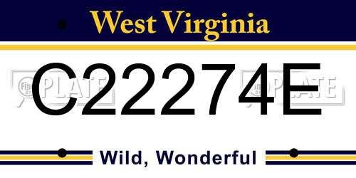 C22274E West Virginia License Plate