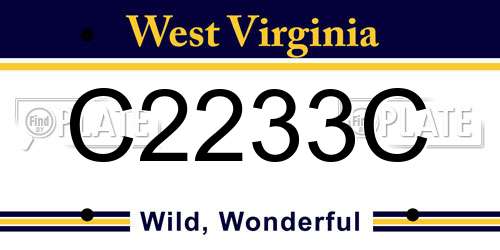 C2233C West Virginia License Plate