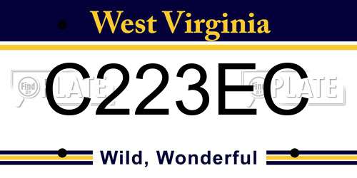 C223EC West Virginia License Plate